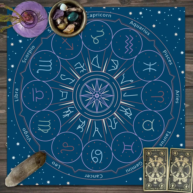 Twelve constellations tarot astrology altar cloth