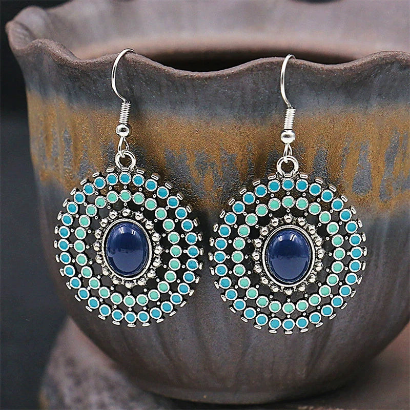 011 - Bohemian Bloom Water & Oil Drop Earrings
