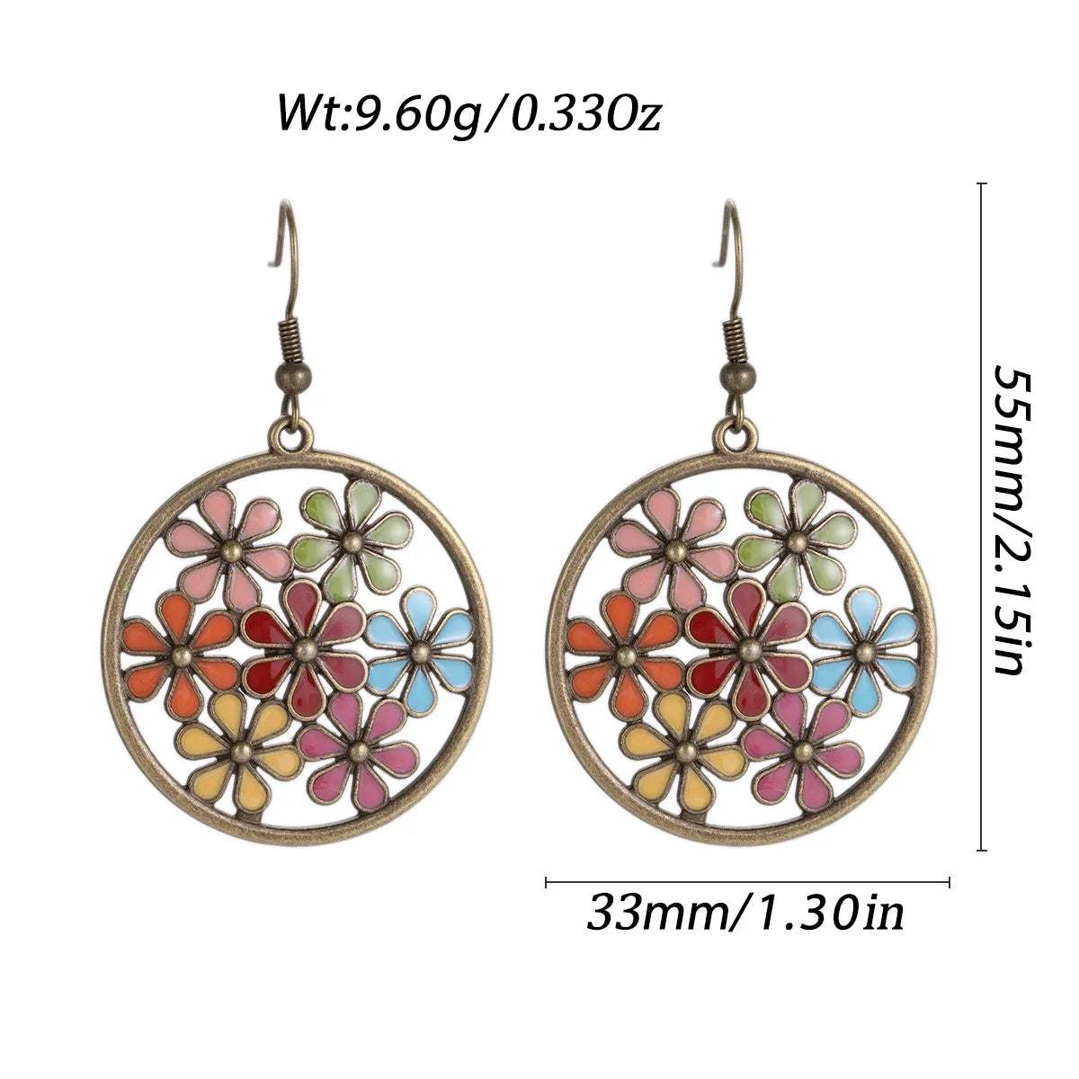 011 - Vintage Bohemian Flowers Water & Oil Drop Earrings