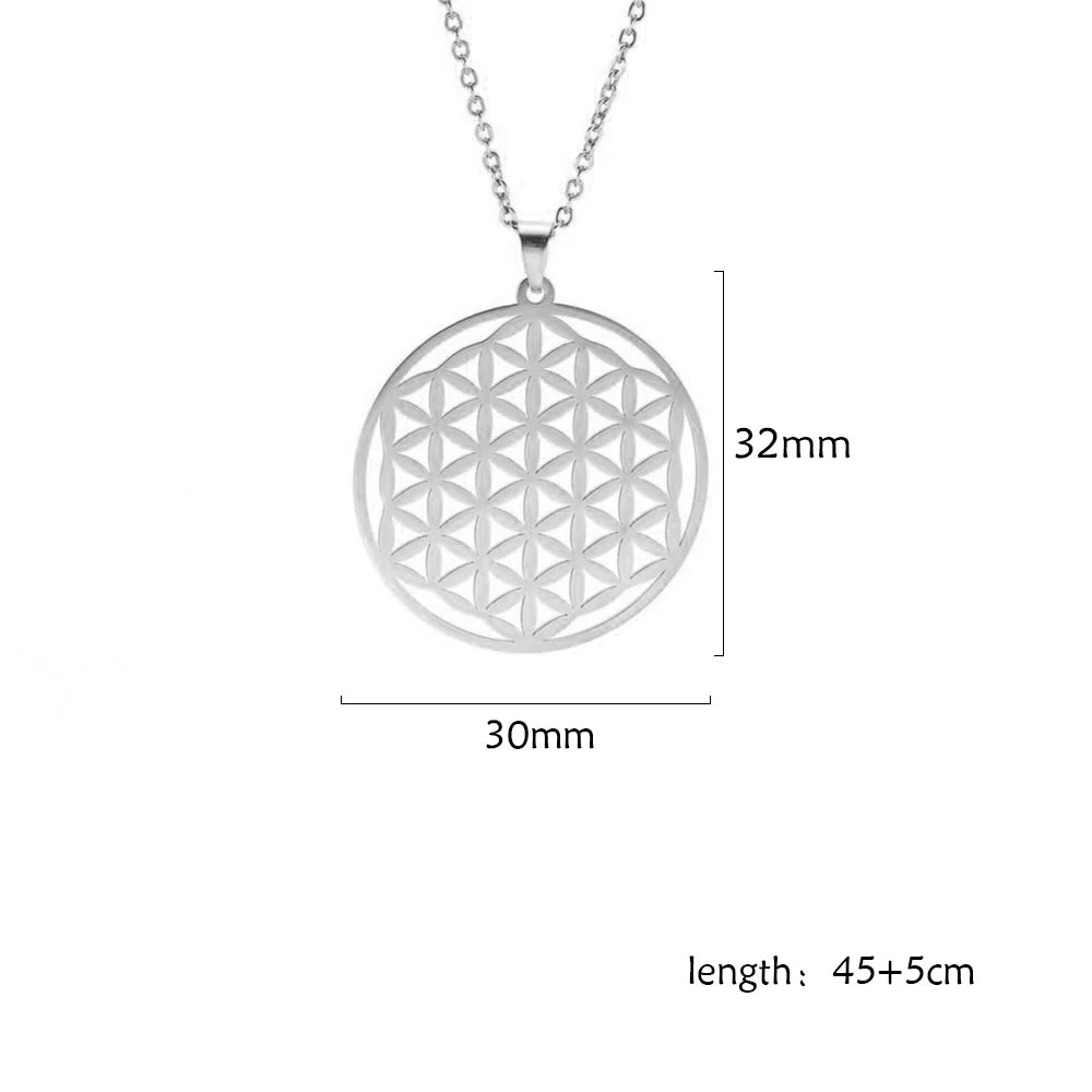 011 - Flower of Life Sacred Geometry Stainless Steel Pendant Necklace