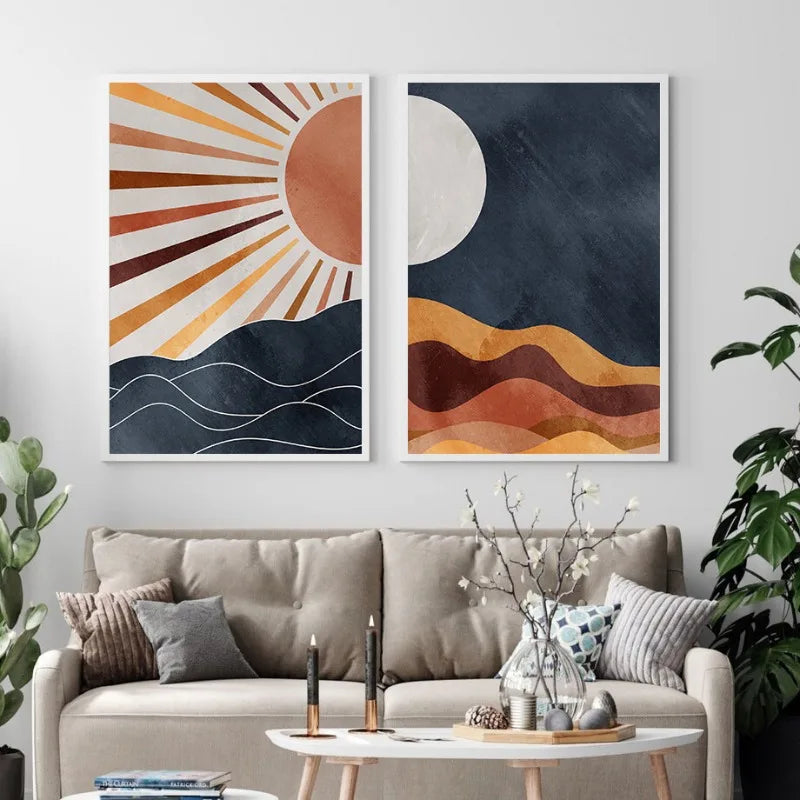 014 - Sun and Moon Boho Abstract Tapestry Wall Hanging