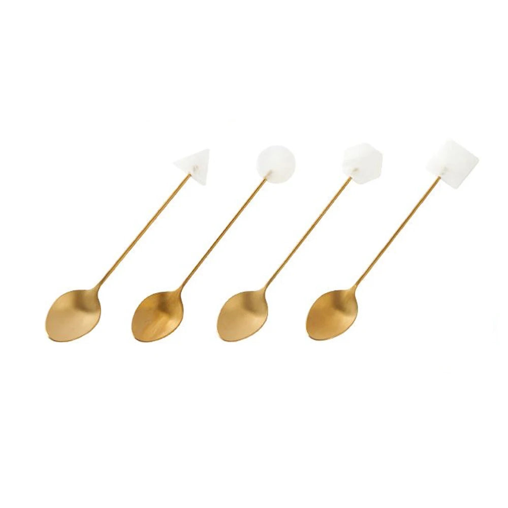 014 - Geometric Tea and Dessert Spoon & Fork 4PC Set