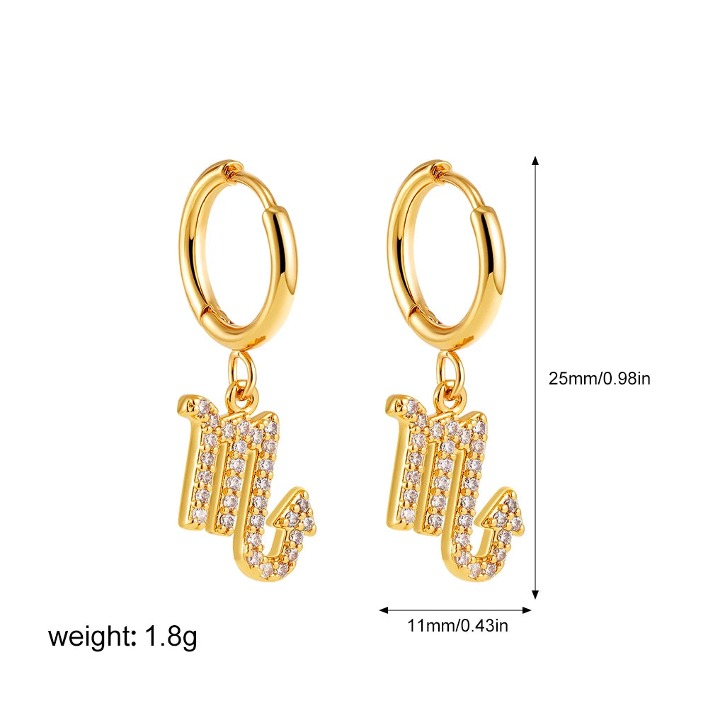011 - Exquisite Zodiac Sign Drop Earrings