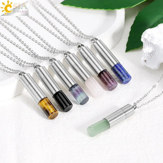Natural stone perfume bottle diffuser pendant necklace