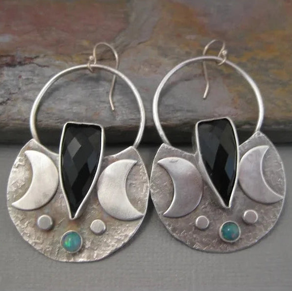 011 - Lunar Mosaic Moon Drop Earrings