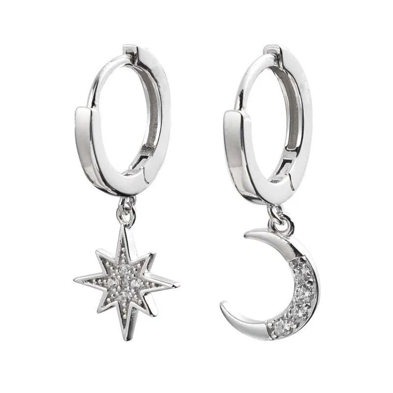 011 - Abstract Sun Moon and Star Drop Earrings
