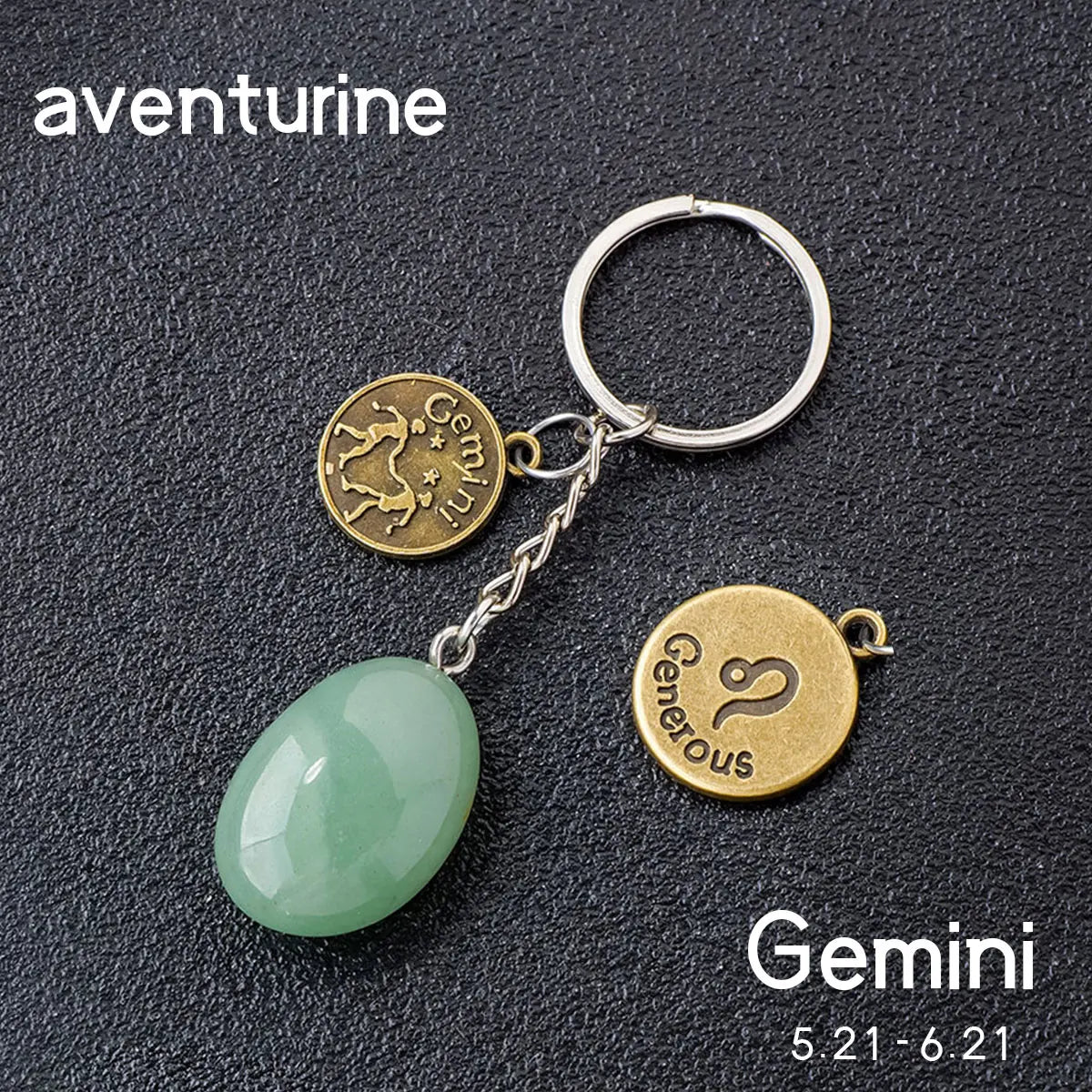 014 - Natural Crystal Zodiac Keychain