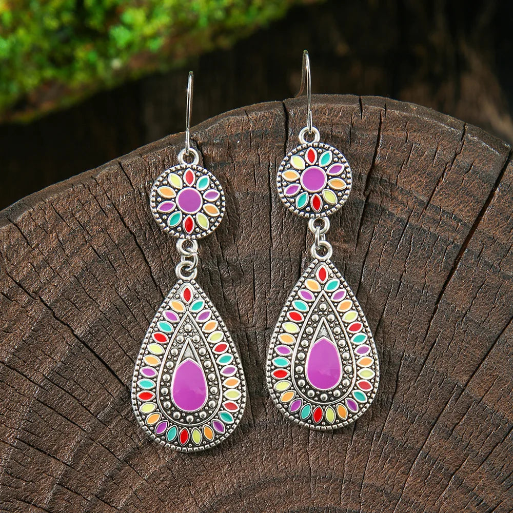 011 - Bohemian Water & Oil Drop Dangle Earrings