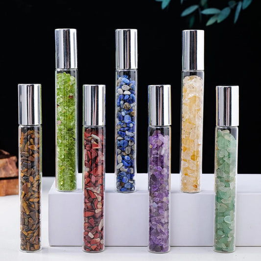 Natural crystal crushed stone perfume and essential oil bottle