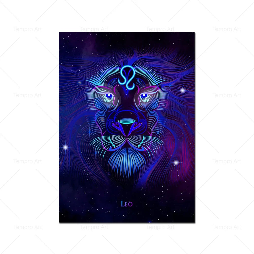 002 - Neon Zodiac Canvas Print Wall Art