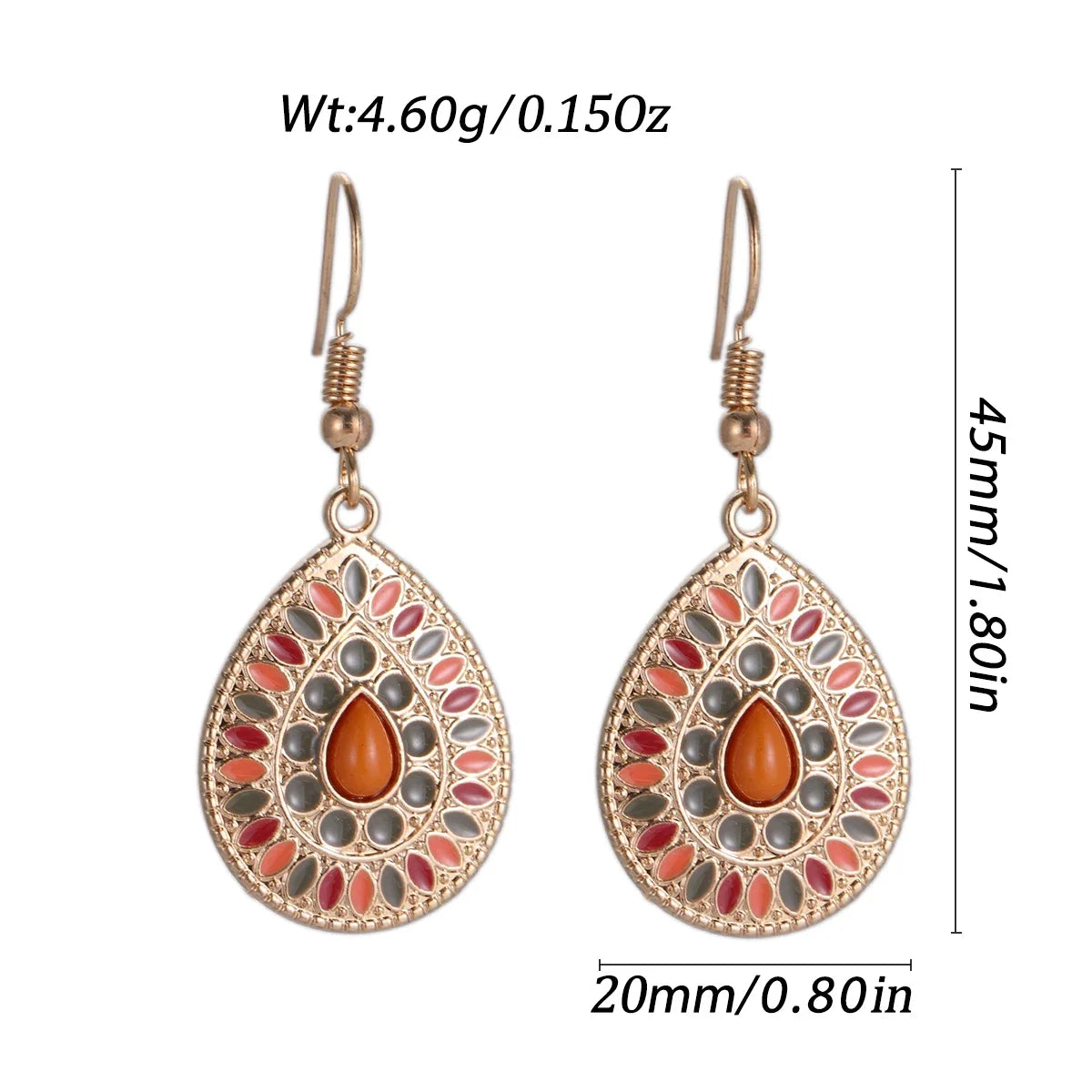 011 - Vintage Bohemian Flowers Water & Oil Drop Earrings