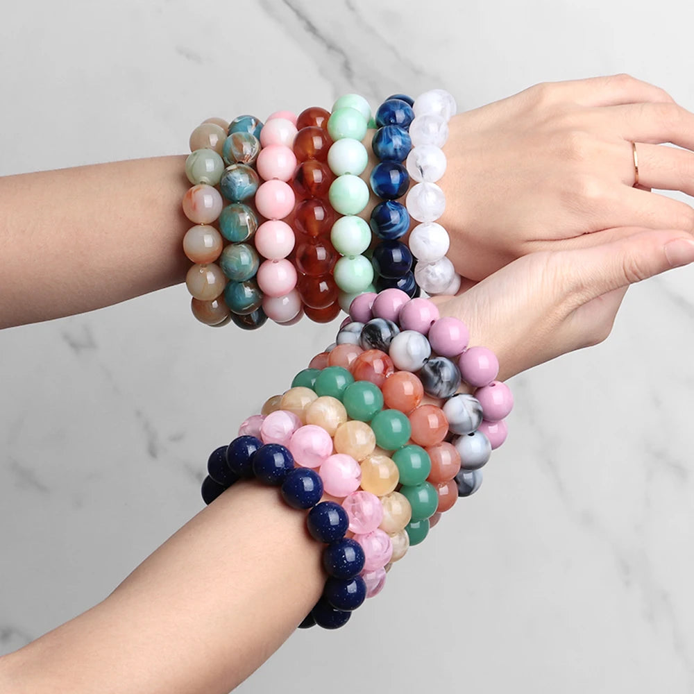 011 - Marbled Acrylic Beaded Strand Bracelet