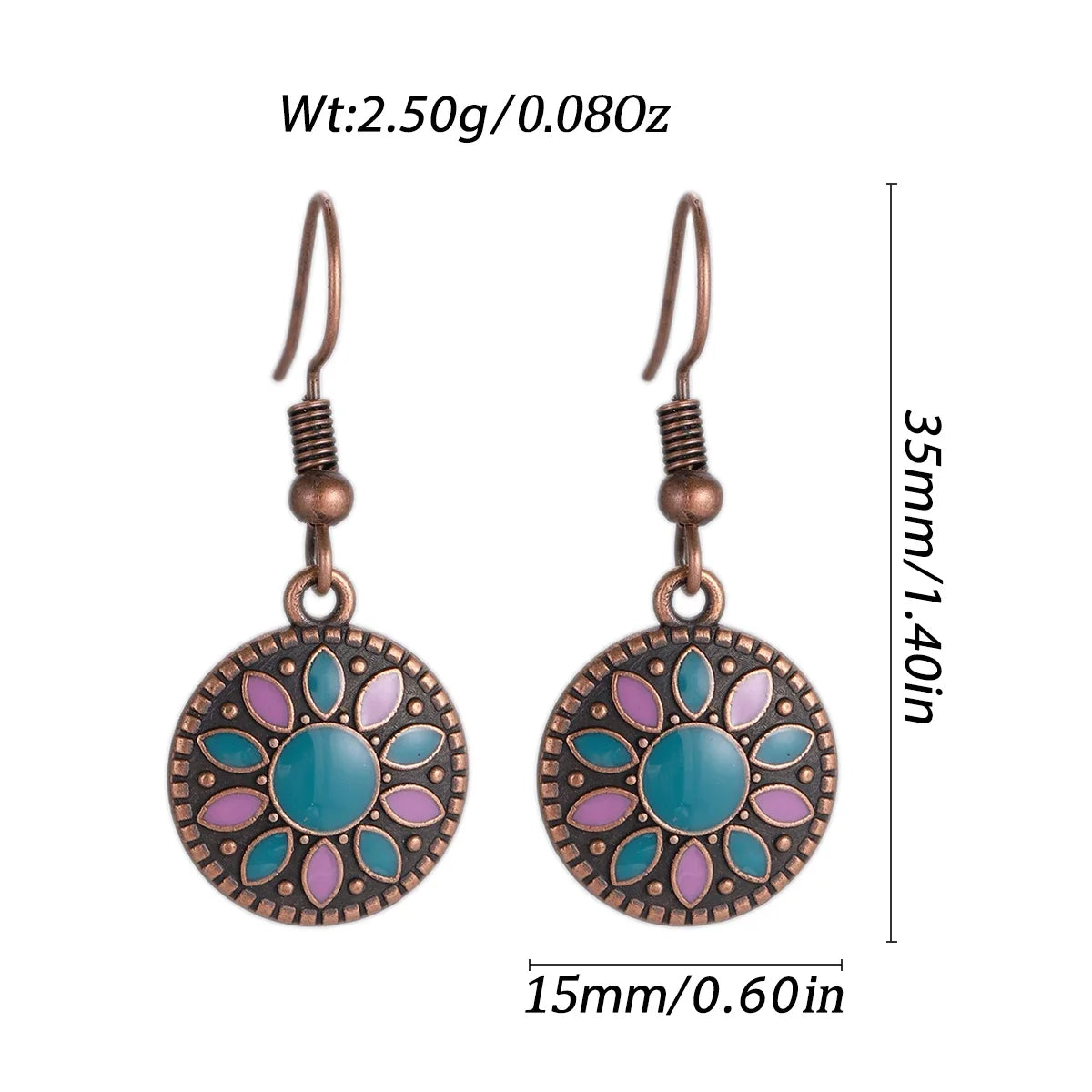011 - Vintage Bohemian Flowers Water & Oil Drop Earrings