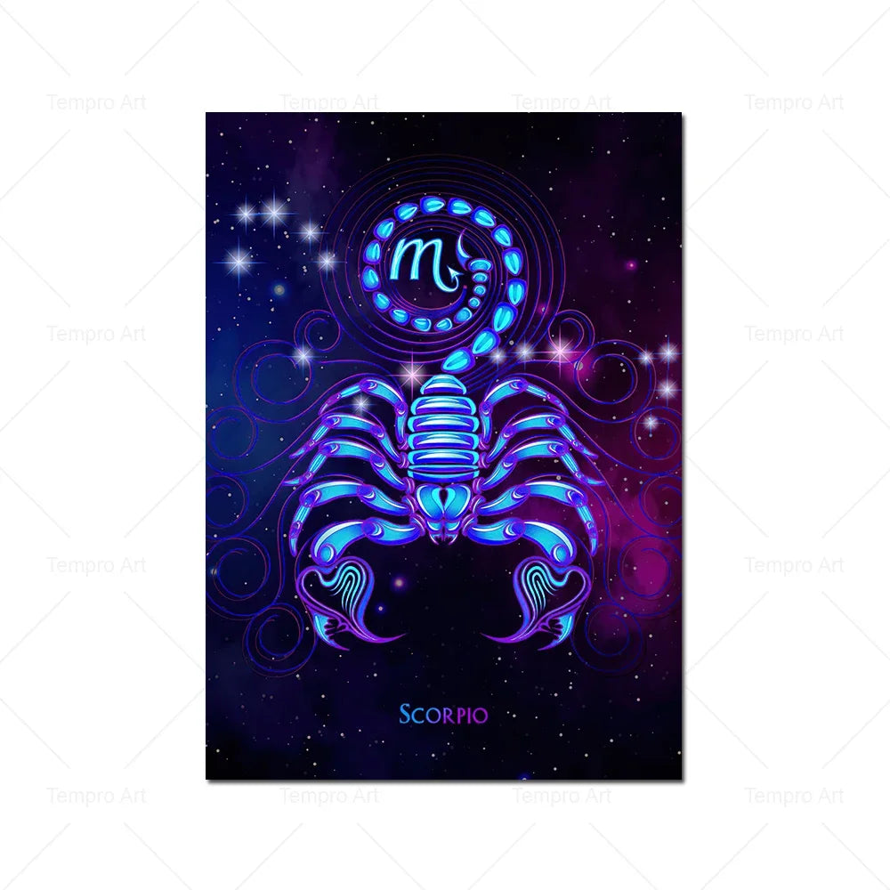 002 - Neon Zodiac Canvas Print Wall Art