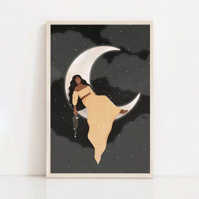 009 - Mystic Moon Goddess Canvas Print Wall Art
