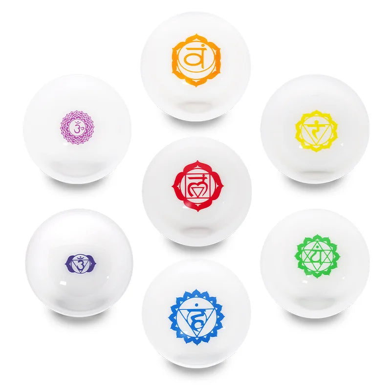 012 - 7 Chakra Crystal Quartz Singing Bowls Set For Channeling