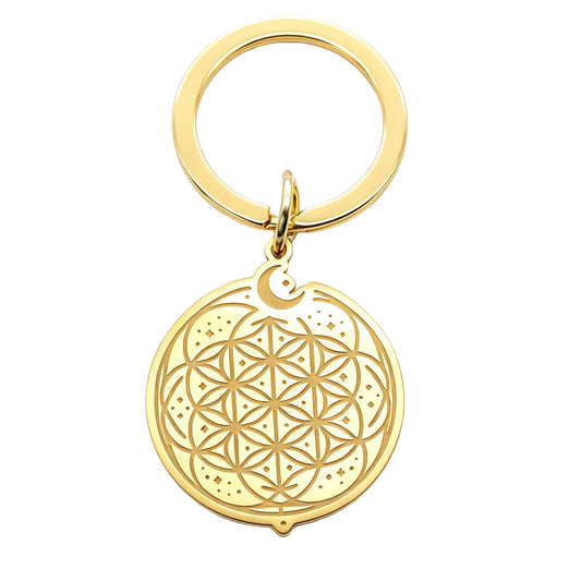 014 - Flower of Life Moon Talisman Keychain – Sacred Geometry