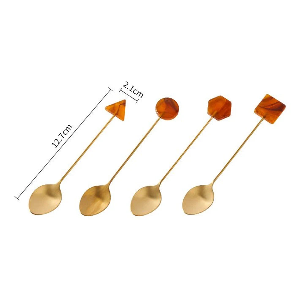 014 - Geometric Tea and Dessert Spoon & Fork 4PC Set