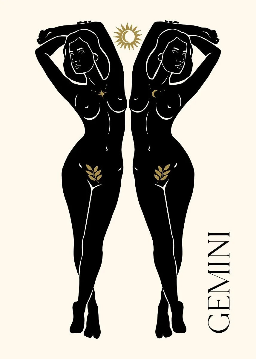 009 - Minimalist Vintage Lady Zodiac Canvas Print Wall Art