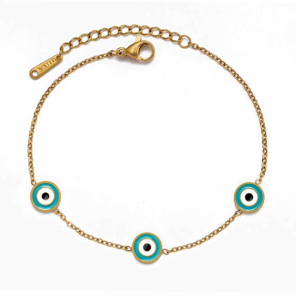 011 - Evil Eye Drip Oil Charm Bracelet