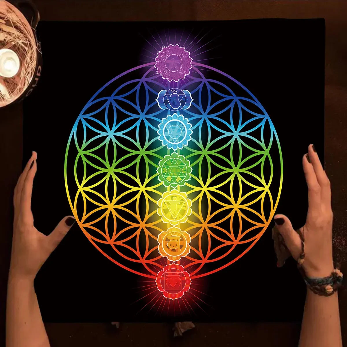 002 - Mandala & Flower of Life Divination Altar Cloth & Decor