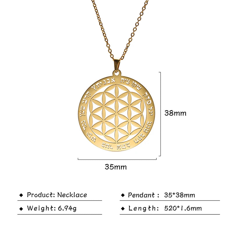 011 - Flower of Life Sacred Geometry Stainless Steel Pendant Necklace