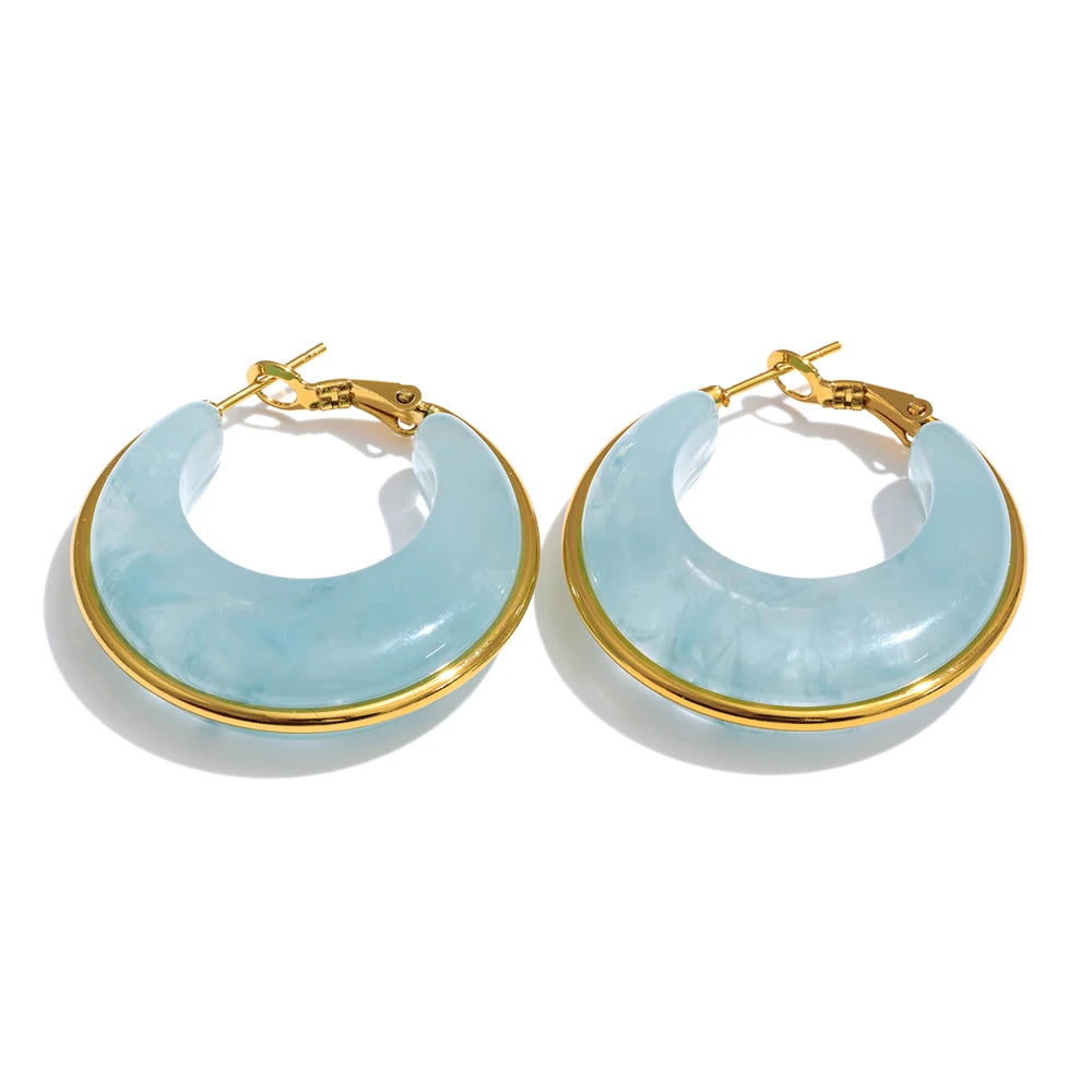 011 - Chunky Trendy Gold-Plated Hoop Earrings