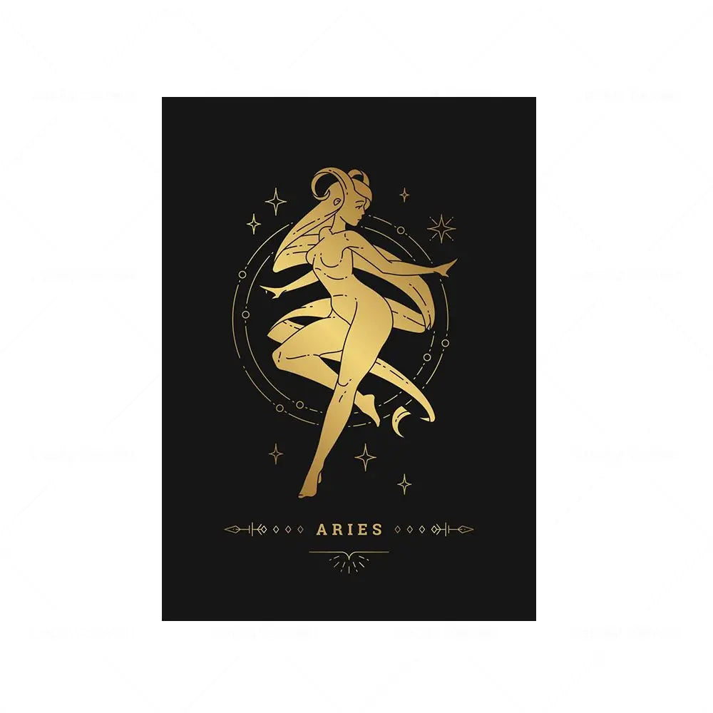 012 - Retro 12 Zodiac Canvas Print Wall Art