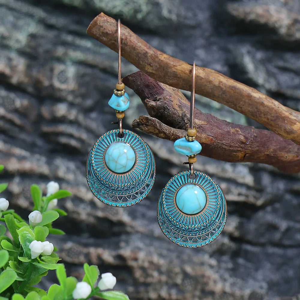 011 - Retro Bohemian Dangle Charm Earrings