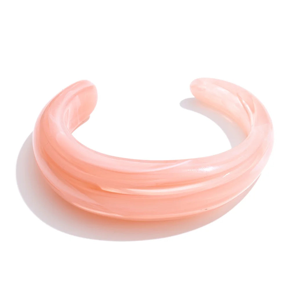 011 - Soft Spring Open Cuff Bangle Acrylic Bracelet