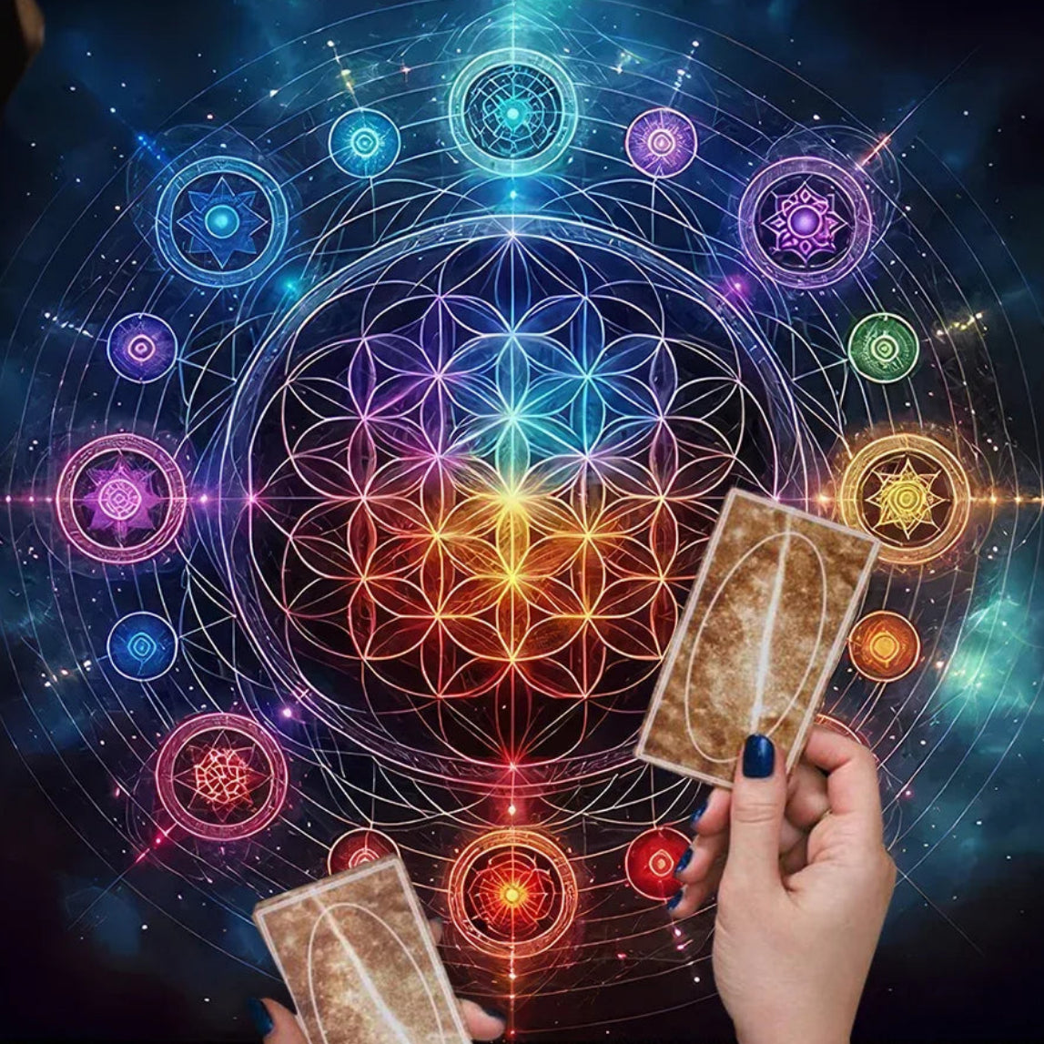 002 - Mandala & Flower of Life Divination Altar Cloth & Decor