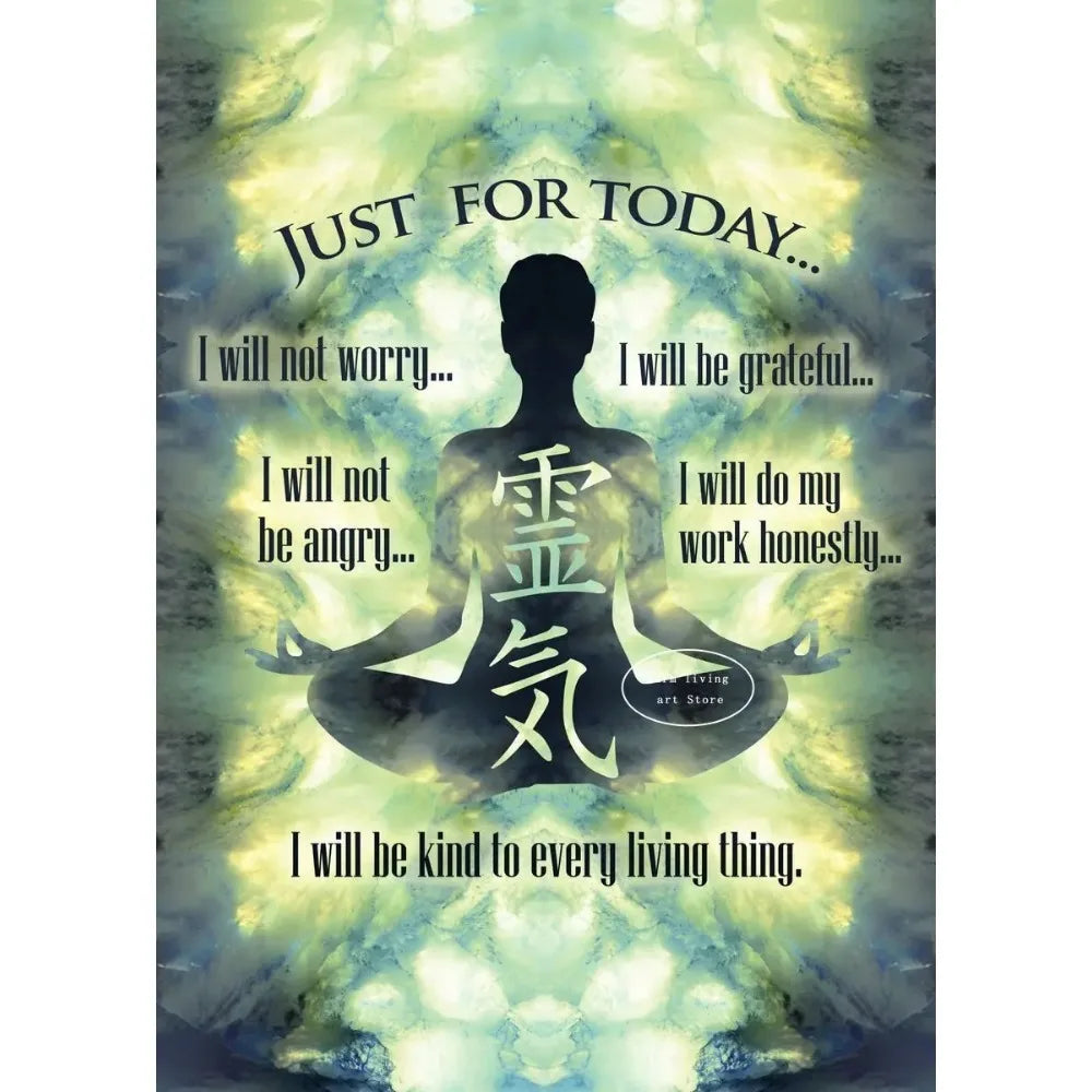 012 - Reiki Principles & Symbols Lotus Canvas Print Wall Art