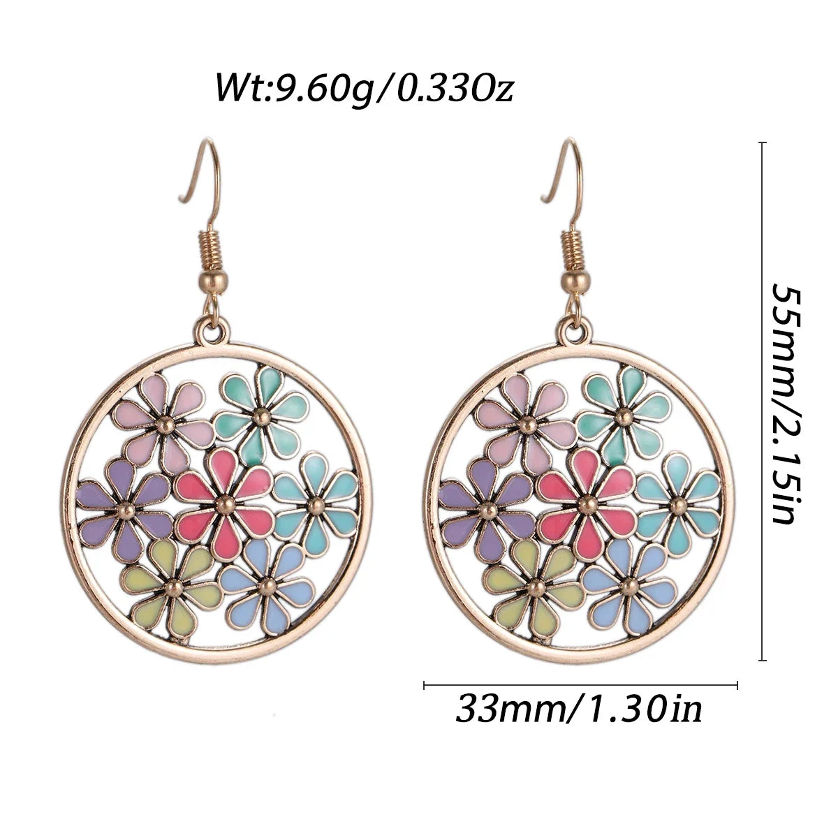 011 - Vintage Bohemian Flowers Water & Oil Drop Earrings