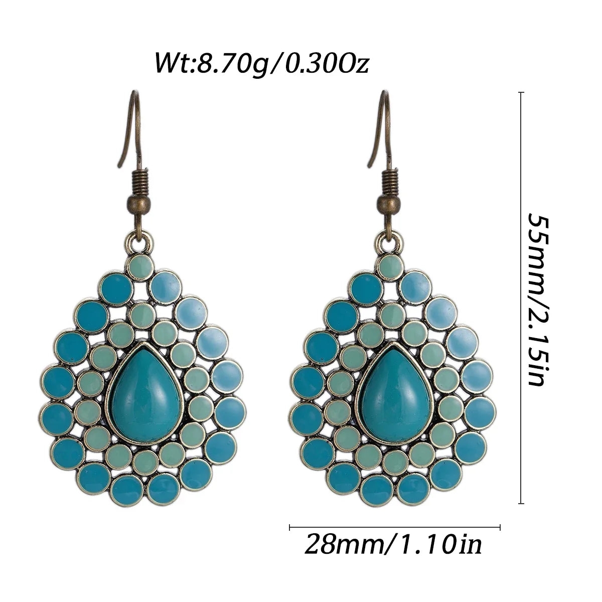 011 - Vintage Bohemian Flowers Water & Oil Drop Earrings