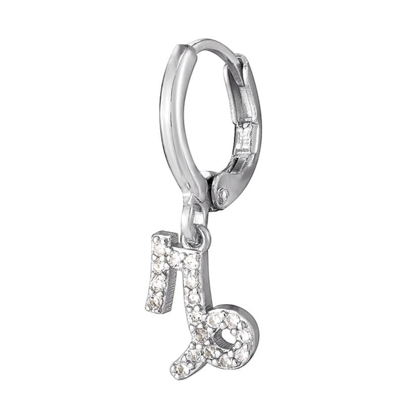 DIVINE TIMES by Shopp Java silver-plated zodiac drop earring with cubic zirconia studs on a hoop closure