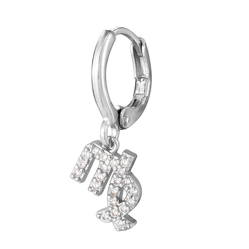DIVINE TIMES by Shopp Java silver-plated zodiac drop earring with sparkling cubic zirconia stones