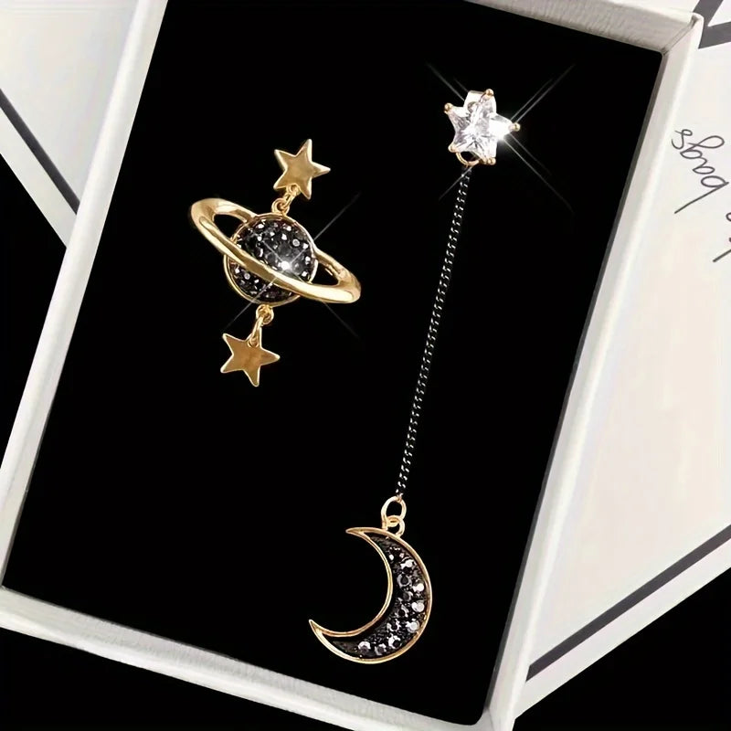 011 - Celestial Star and Moon Drop Earrings